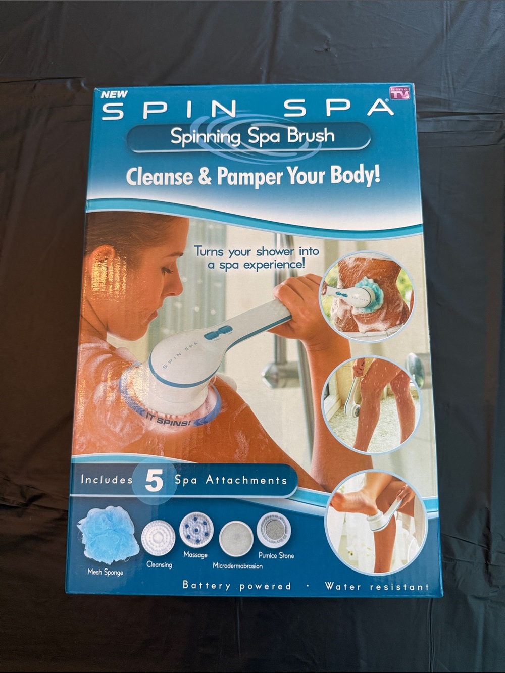 Spin Spa Spinning Spa Brush - Blue and White